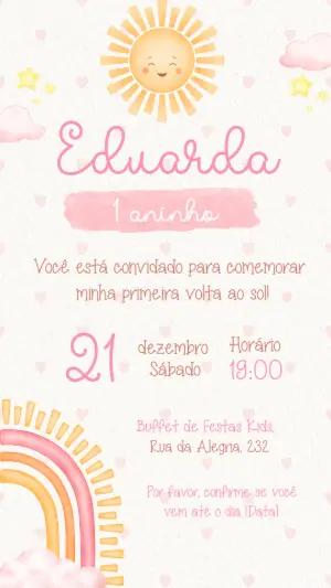 Convite Aniversário Primeira Volta ao Sol Editável