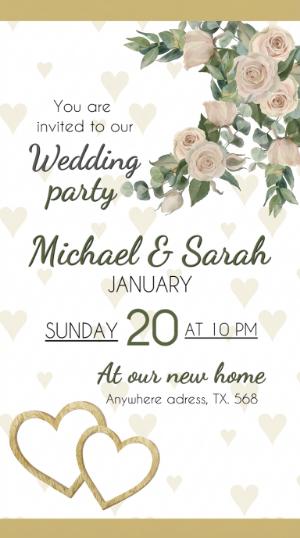 Elegant Floral Wedding Party Invitation Editable Template