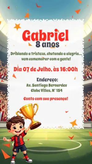 Convite de Aniversário Futebol Campeão para Editar Online