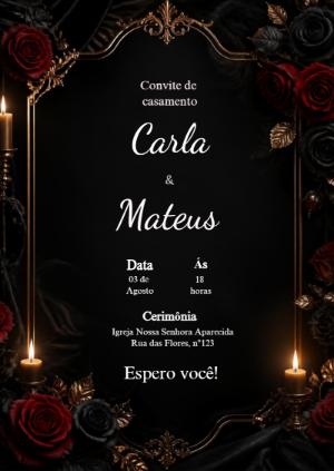 Convite de Casamento Gótico Romântico Editável