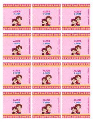 Adesivo para Balinha Personalizada Aniversário Infantil Rosa para Editar