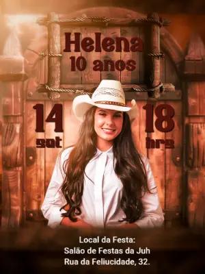 Convite de Aniversário Country com Foto para Editar Online