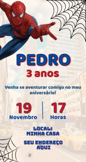 Convite de Aniversário Homem-Aranha para Editar Online