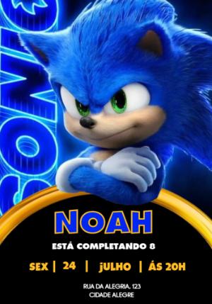 Convite de Aniversário Sonic para Editar Online e Imprimir