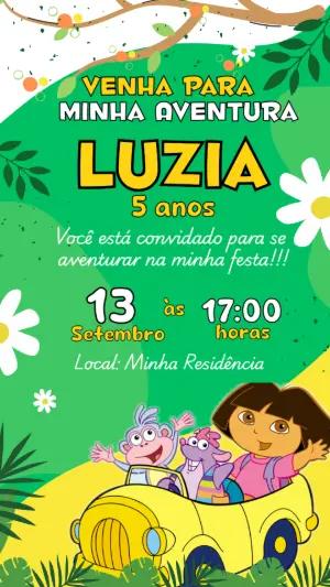 Convite de Aniversário Dora a Aventureira para Editar Online