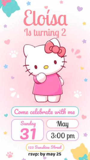 Editable Hello Kitty Birthday Invitation Template