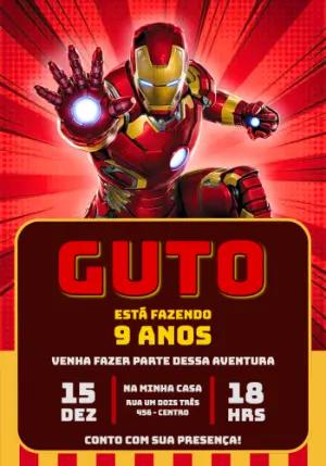 Convite Digital Aniversário Infantil Homem de Ferro Editável