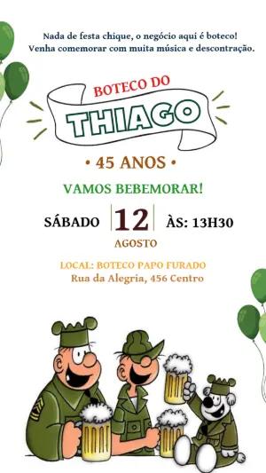 Convite de Aniversário Tema Boteco Divertido para Editar