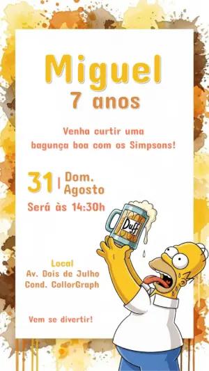 Convite de Aniversário Os Simpsons com Homer para Editar Online