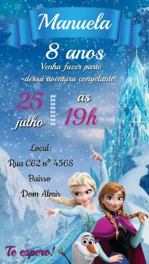 Convite de Aniversário Frozen: Aventura Congelante Editável