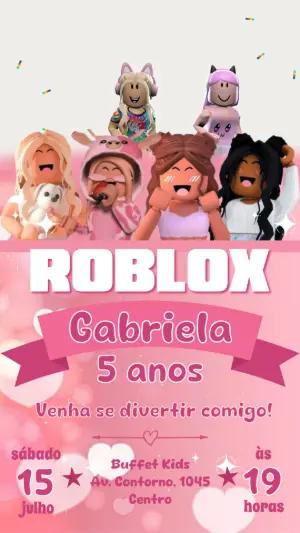 Convite Animado Aniversário Roblox Menina para Editar Online