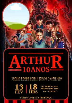 Convite Digital Stranger Things para Aniversário Editável