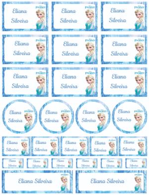 Kit de Etiquetas Escolares Frozen com Elsa para Editar e Imprimir