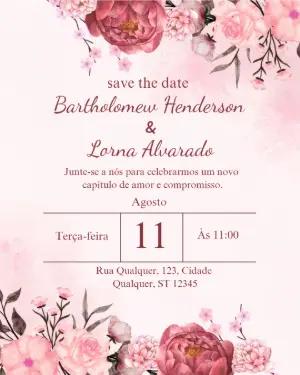 Save the Date Casamento Floral Romântico para Editar