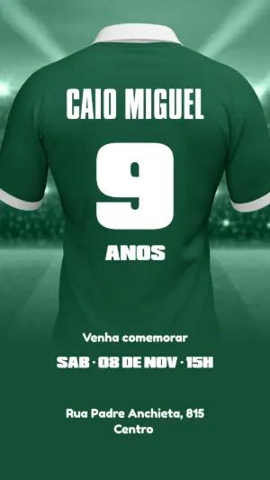 Convite Aniversário Futebol Camisa de Time para Editar Online
