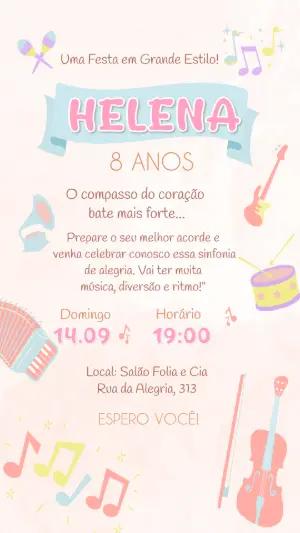 Convite Digital Festa Musical Infantil Colorido para Editar