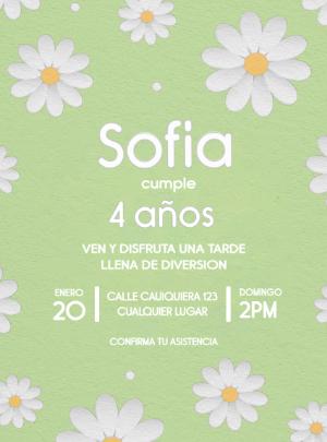 Invitación de Cumpleaños con Margaritas para Editar Online