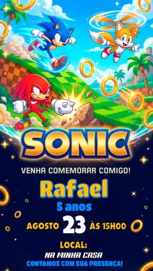 Convite de Aniversário Sonic: Modelo Digital Editável