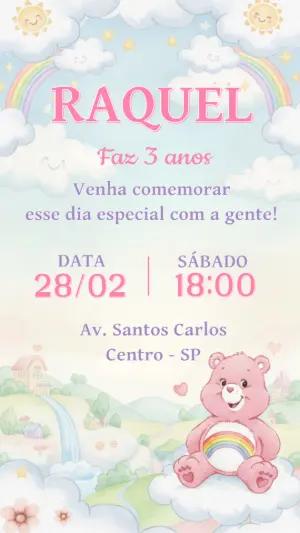 Convite de Aniversário Ursinhos Carinhosos Fofo Editável