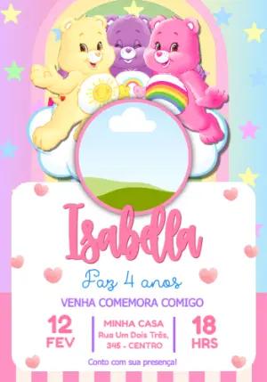 Convite de Aniversário Ursinhos Carinhosos Fofo para Editar