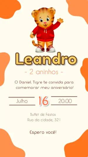 Convite de Aniversário Daniel Tigre Fofo para Editar Online