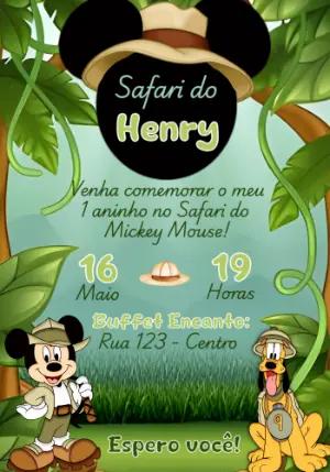 Convite de Aniversário Safari do Mickey para Editar Online
