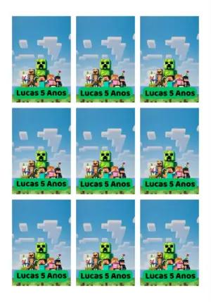 Tag Aniversário Minecraft com Personagens para Editar Online