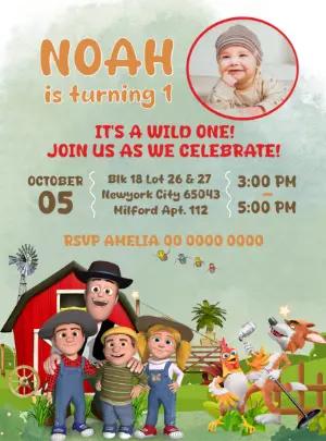 Editable Farm Birthday Invitation with Photo for Kids