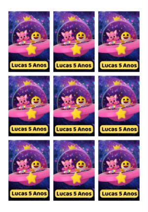 Tag Aniversário Baby Shark Espacial para Editar Online