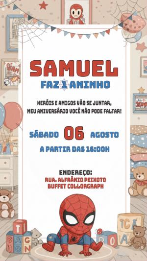 Convite Aniversário Homem-Aranha Baby Editável Online