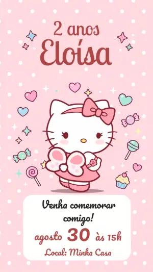 Convite de Aniversário Hello Kitty Editável
