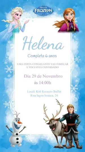 Convite Digital Aniversário Frozen Aventura Congelante Editável