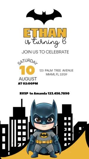 Editable Batman Birthday Invitation for a Superhero Party