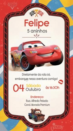 Convite de Aniversário Carros Relâmpago McQueen para editar