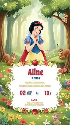 Convite de Aniversário Branca de Neve para Editar Online