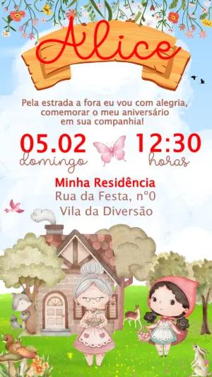 Convite de Aniversário Chapeuzinho Vermelho Editável
