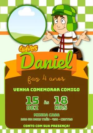 Convite de Aniversário Chaves com Foto para Editar Online