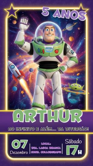 Convite de Aniversário Toy Story Buzz Lightyear para editar