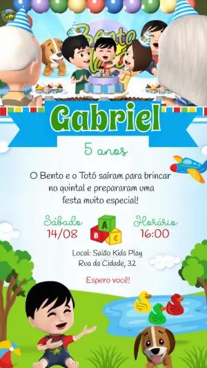 Convite Animado Bento e Totó: Vídeo de Aniversário para Editar