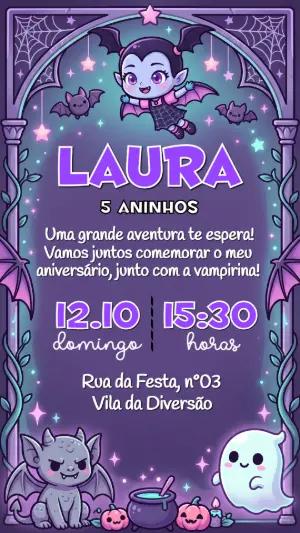 Convite de Aniversário Vampirina Fofo para Editar Online