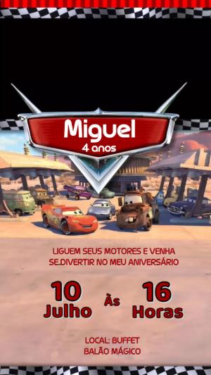 Convite Animado Carros para Aniversário: Edite Online
