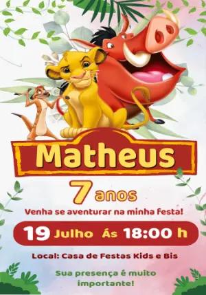 Convite de Aniversário Rei Leão com Simba para Editar Online
