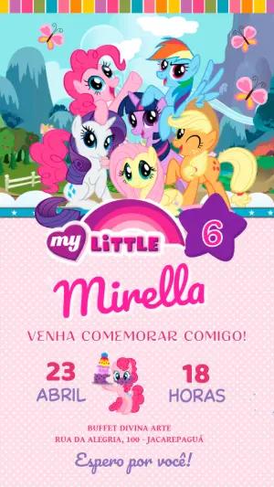 Convite de Aniversário My Little Pony com Personagens para Editar