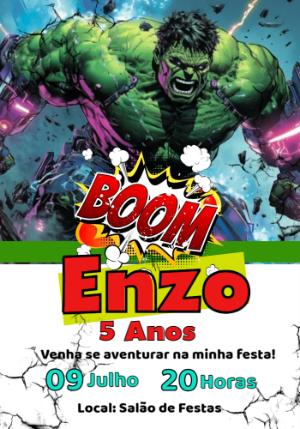Convite de Aniversário do Hulk para Editar Online