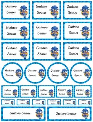 Etiquetas Escolares do Sonic: Modelo Digital para Editar