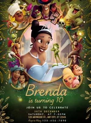 Princess and the Frog Birthday Invitation Editable Template
