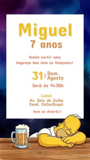 Convite de Aniversário Os Simpsons com Homer para Editar Online
