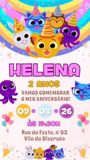 Vídeo Convite Animado Bolofofos Menina para Editar Online