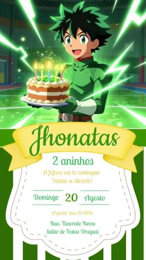 Convite de Aniversário My Hero Academia Editável