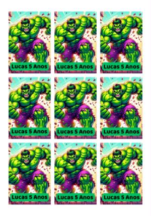 Tag de Aniversário Hulk para Editar e Imprimir
